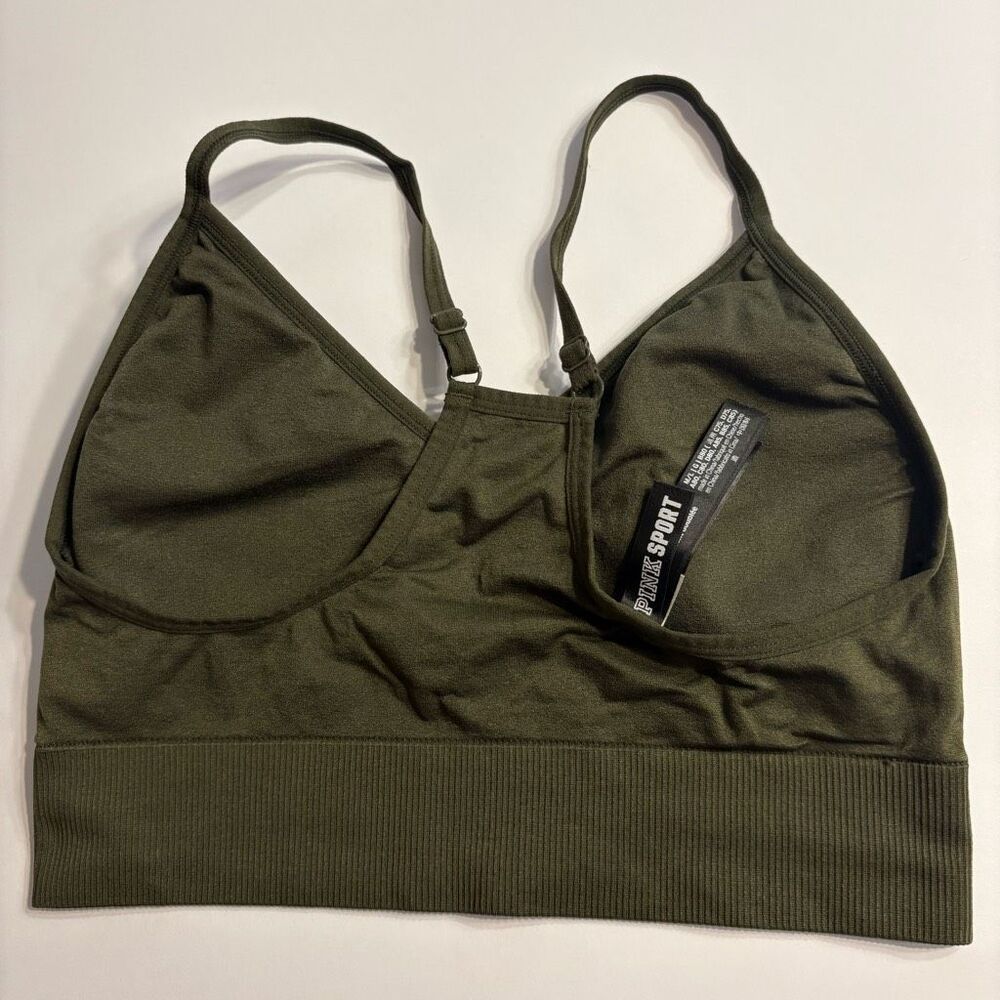 Victoria’s Secret Pink Olive Green Seamless Workout Tights and Sports Bra M/L - Picture 7 of 12